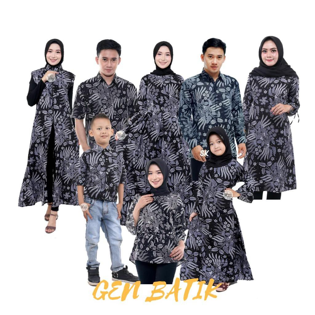 Batik Couple Batik Keluarga Hem Kemeja Gamis Anak Modern Best Seller (3pcs) GEN BATIK