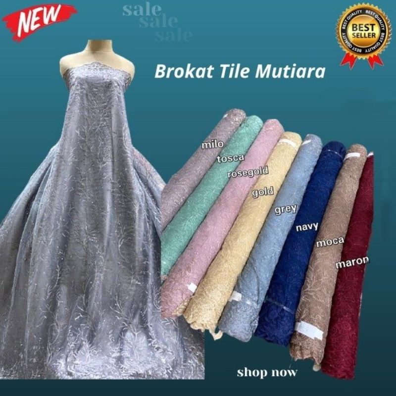 Promo 12.12 Sale Kain brokat tile. tille akar mutiara. tulle brukat mutiara import. burkat borkat br