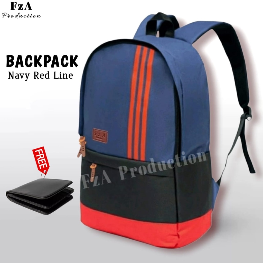 Tas Ransel Punggung Distro Casual Pria Wanita / Tas Ransel Laptop Original - FzA Gratis Dompet BUY 1 GET 1