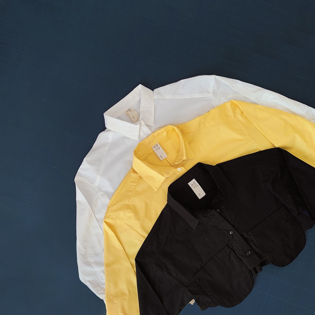 AIKOU CROP SHIRT Atasan Crop Kemeja Crop putih Atasan Wanita Poplin