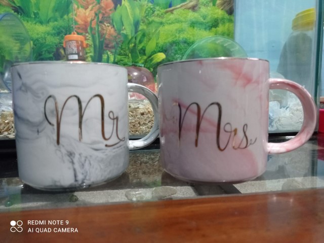 Gelas Marble Couple Keramik Mug Mr & Mrs Couple Glass Set / Couple Mug Set / Gelas Mug Pasangan
