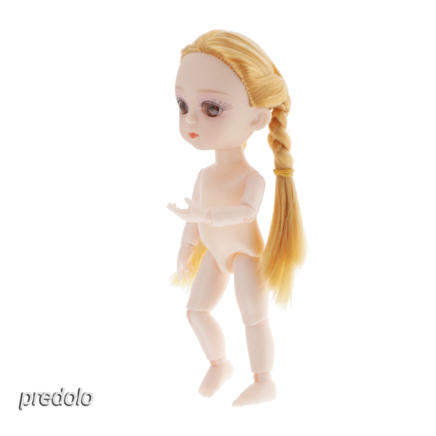 Modern Girl Body Model 16cm 13 Joints Nude Girl Doll Accessories Blond Braid