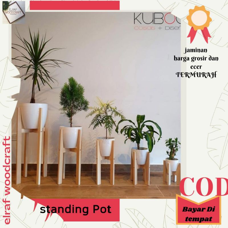 Standing Pot Tatakan Pot Kayu Minimalis Jati Belanda Standing Pot Tatakan Pot Kayu Minimalis Jati Belanda