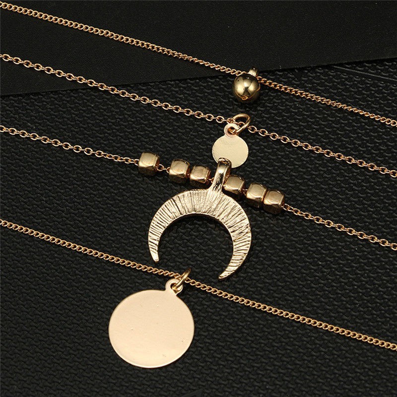 Cod Necklace Female Four Layered With Quality Chain And Pendant Moon