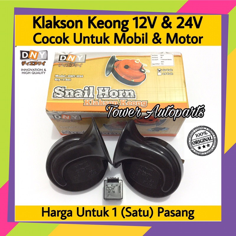 Klakson Keong Untuk Mobil Dan Motor 12 Volt &amp; Truk 24 Volt Kualitas Premium (Sepasang)