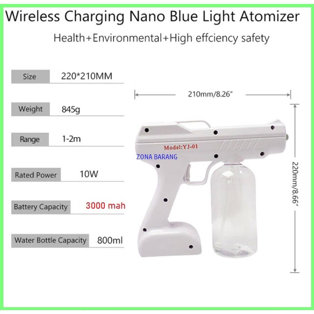 Original YJ-01 Spray Gun Disinfectant Wireless Atomization  Sterelisasi 3000 mAh baterai