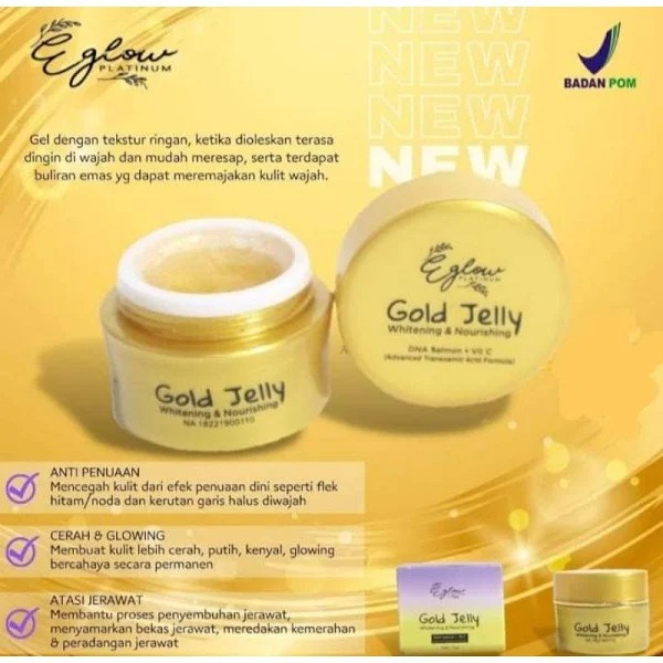 Gold jelly Whitening Eglow Platinum/DNA Salmon+ Vit C Original BPOM