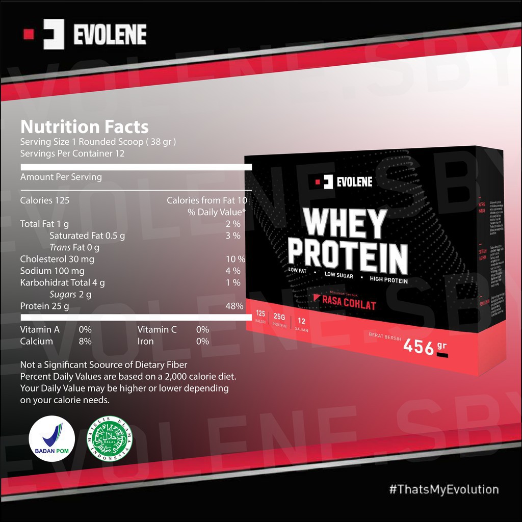 Evolene Whey Protein 456 Gram Rasa Coklat / Susu Pembentukan Otot BPOM HALAL / Evolene Protein