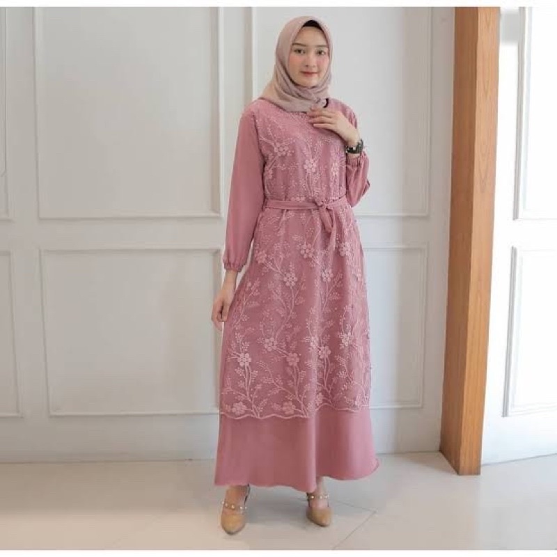 (MGA) GAMIS SWAN TILLE DAILY BUSUI DRESS MOSCREPE PREMIUM