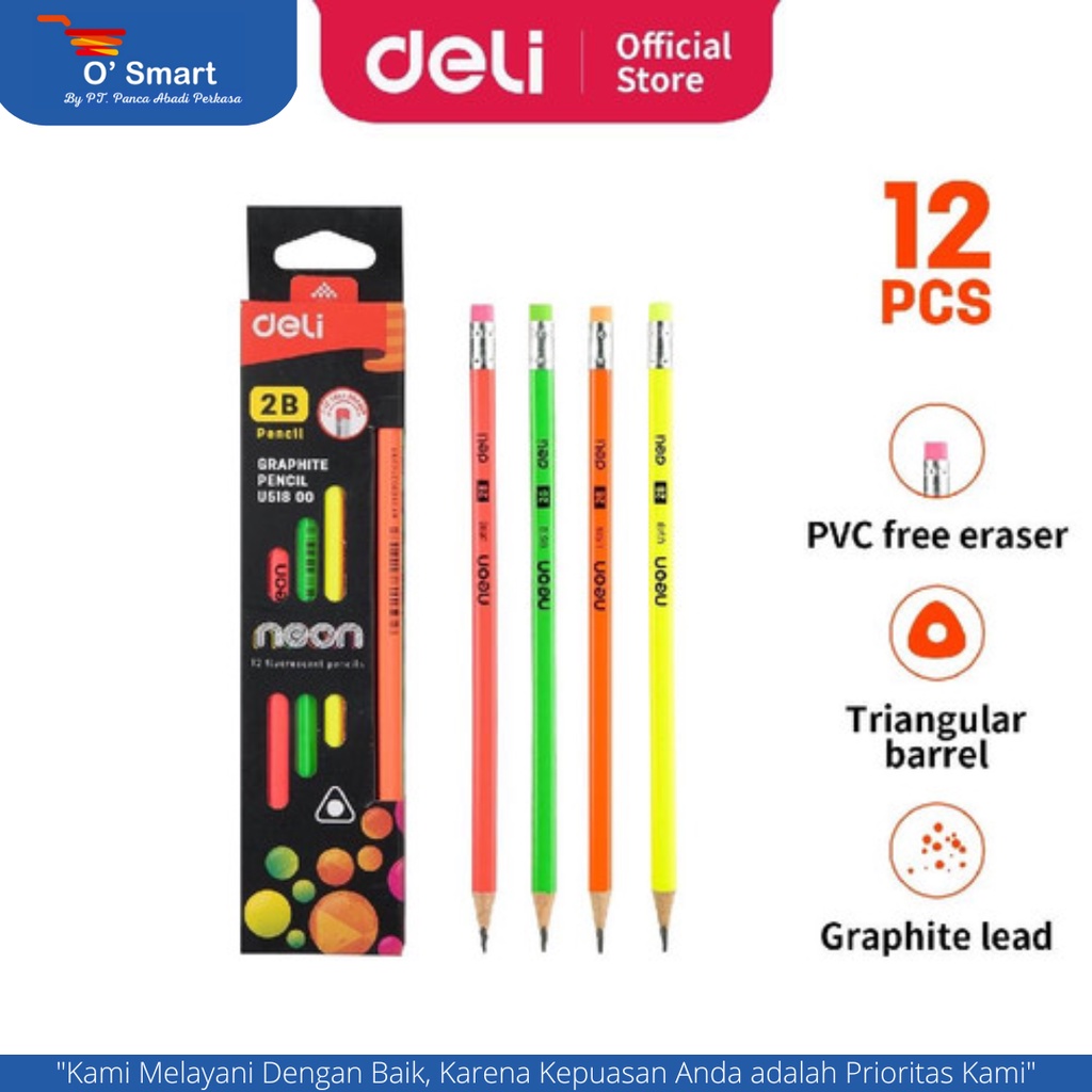 

DELI Pensil Graphite Pensil Kayu EU51800 Dengan Penghapus
