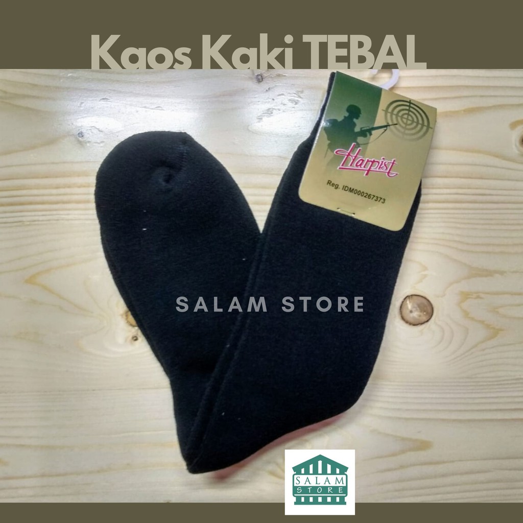 Kaos Kaki Tebal PDL Tentara Polisi Tactical Outdoor Pendakian ORIGINAL HARPIST Salam Store (COD bisa)-HITAM POLOS