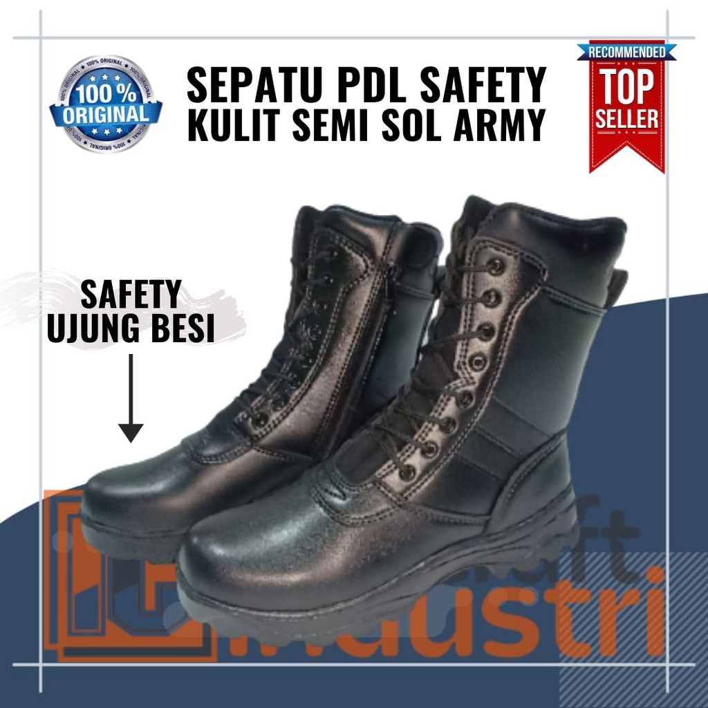 [KULIT ASLI &amp; UJUNG BESI] Sepatu PDL TNI AD Kulit Asli Safety Sepatu Dinas Polri Security Satpam Banser Pria Sepatu Kerja Dinas