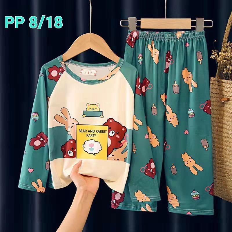 BAJU TIDUR ANAK IMPORT MURAH UNISEX SETELAN PIYAMA SET LENGAN PANJANG C18-B2