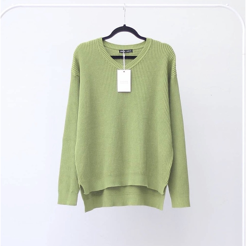 Balegrosir Viona  Vneck Boxy Rajut Sweater Atasan Rajut