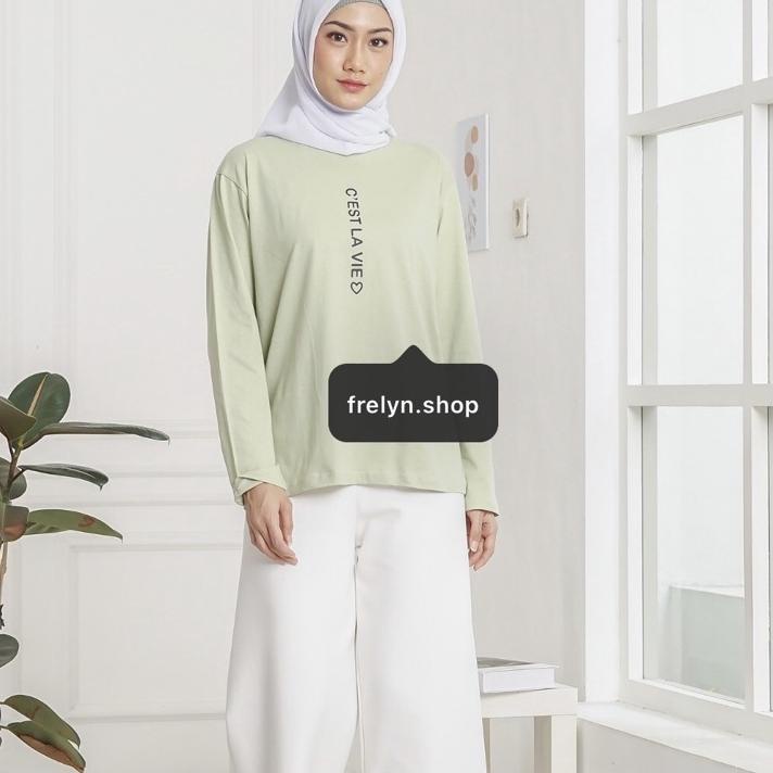 KAOS PANJANG SAGE GREEN LONGSLEEVE OVERSIZE | BAJU TSHIRT TUMBLR TEE MATCHA DINO MINT HIJAU KATUN