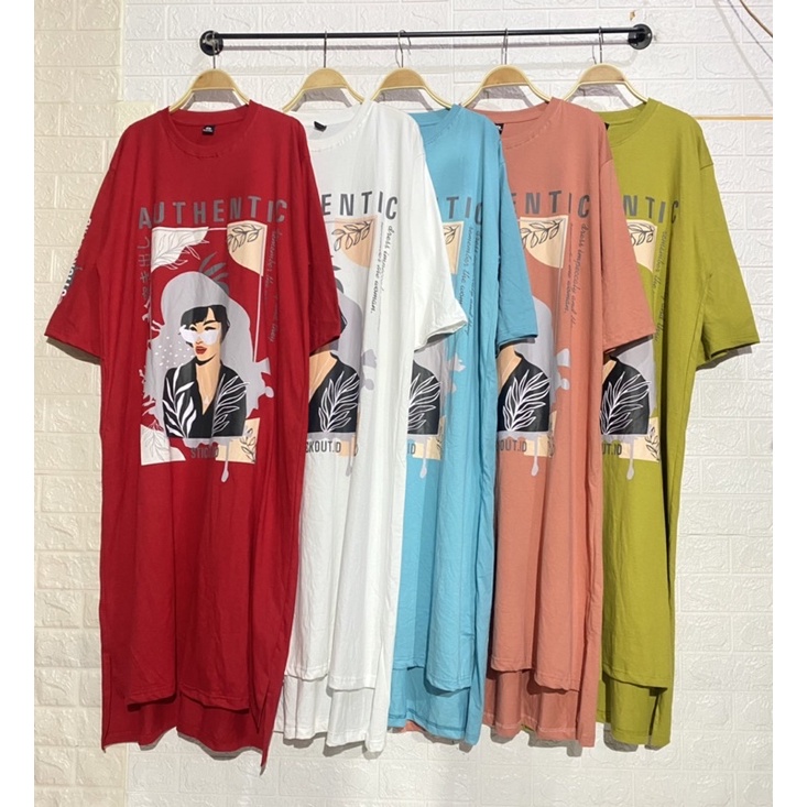 midi kaos babyterry kaos viral kaos tumblr kaos karakter dress long tunik