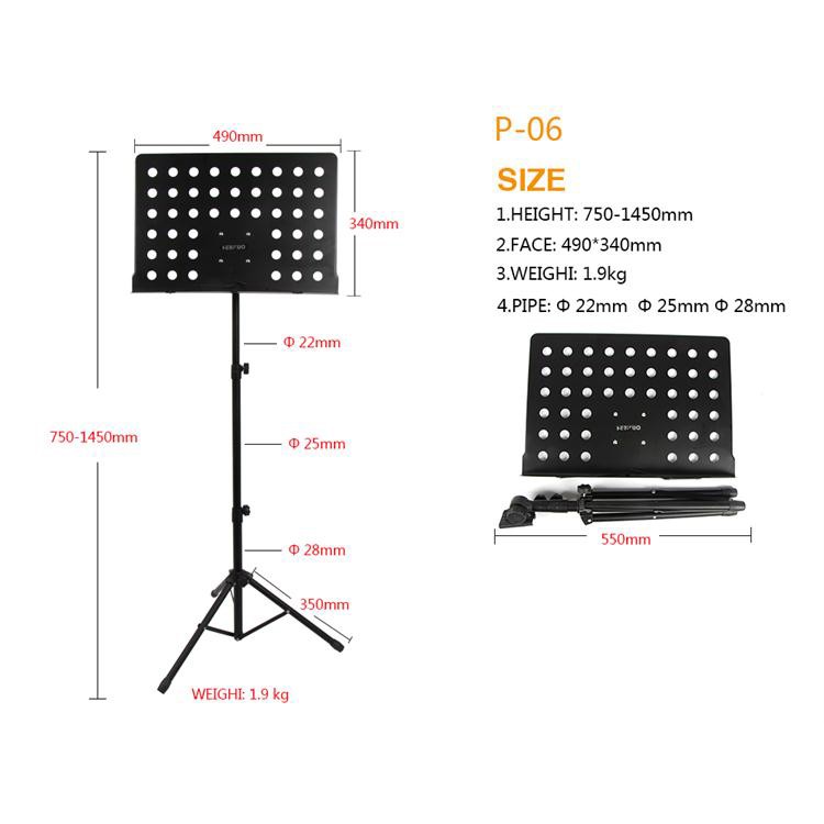 Stand PARTITUR / STAND QURAN / STAND TAB / STAND IPAD / STAND BUKU MUSIK + Board - P-06 - Black