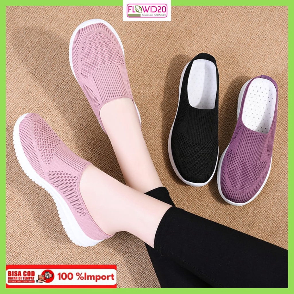 flat shoes rajut import slop sepatu rajut selop import 113