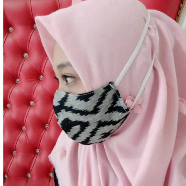 Masker tenun  hijab-earloap  #2 in 1