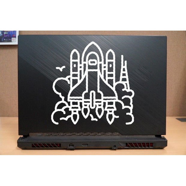stiker laptop pesawat luar angkasa 1 custom cutting stiker