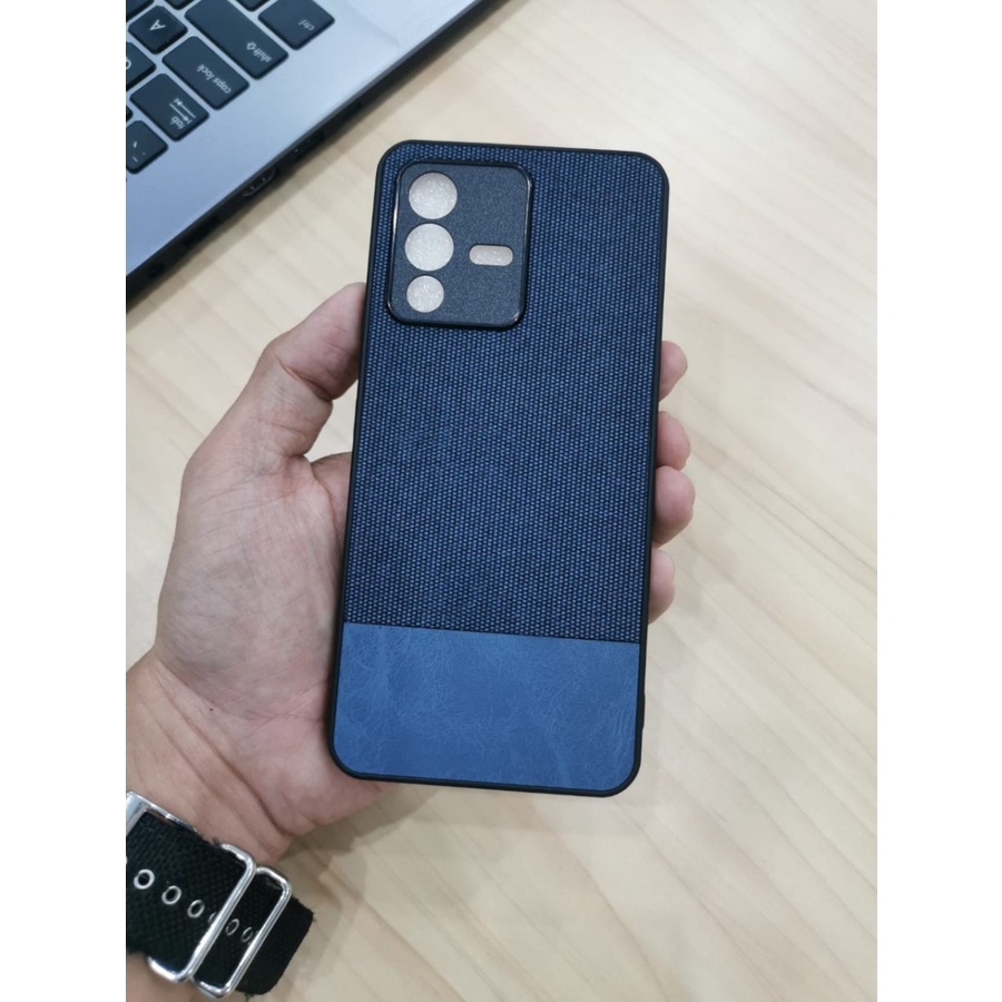 VIVO V23E / V23 5G COVER SOFTCASE FABRIC DENIM CASE SOFT CASE SILICONE DENIM - BLACK