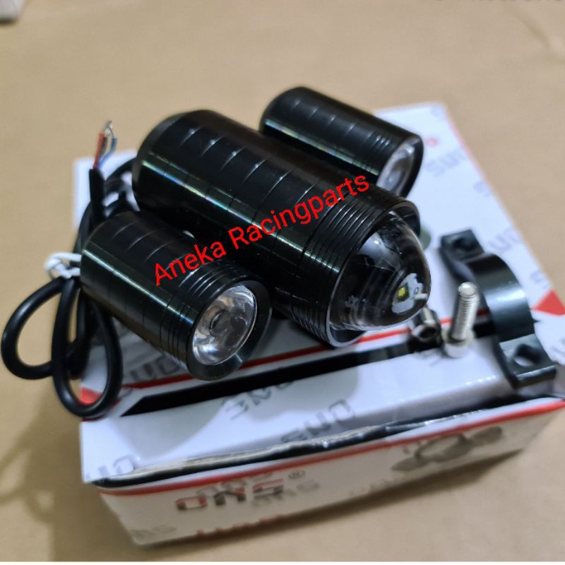 lampu sorot 3 mata universal motor 3 mode kedip terang redup / lampu tembak 3 mata