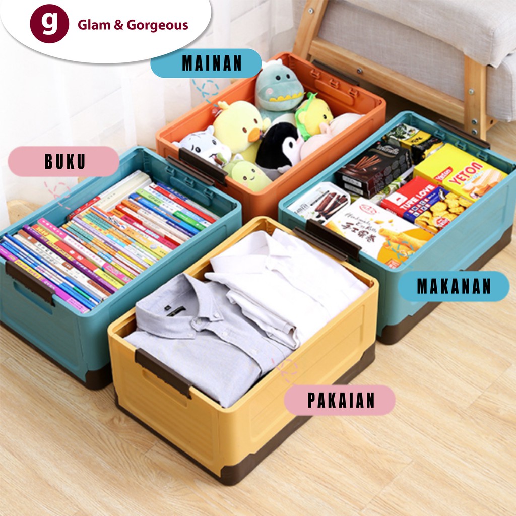 Kotak Penyimpanan Plastik Box Container Lipat Serbaguna Portable Storage Organizer Box Container BC