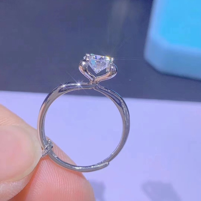 Cincin Model Terbuka Desain Api Aksen Berlian Gaya Simple