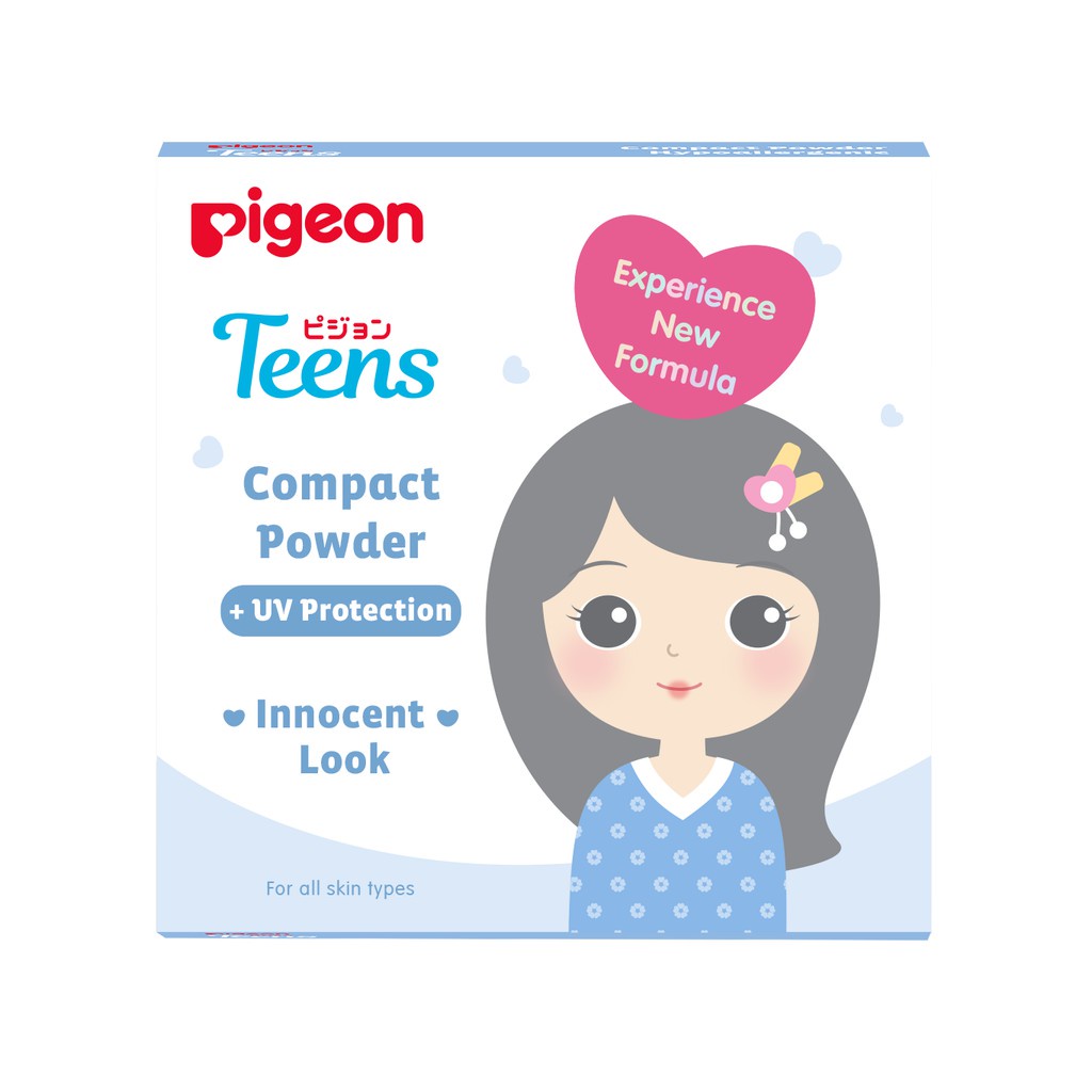 Pigeon Teens Compact Powder + UV Protection Shade Natural 14gr + puff - Bedak Padat