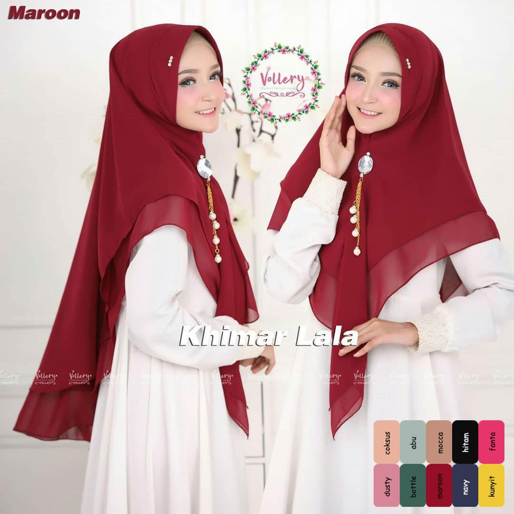 Selvina khimar Jilbab Sifon Crepe / Grosir Termurah / Bergo Instan / Hijab Syari