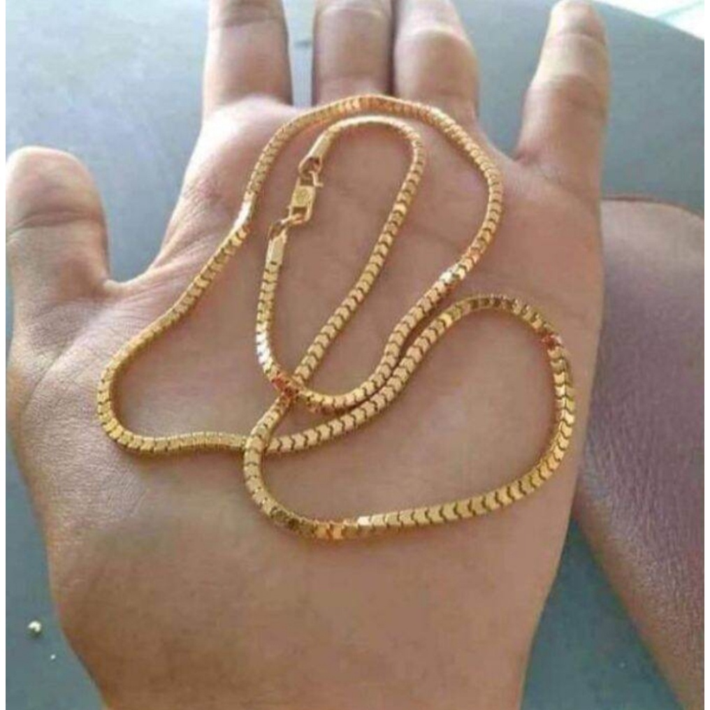 Kalung milano kotak mas 24 k titanium anti karat model terlaris