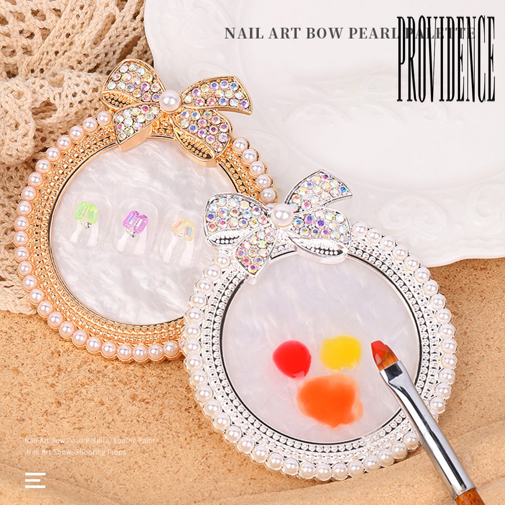 Providence Palet Bentuk Pita Aksen Mutiara Imitasi Untuk Display Kutek Gel / Nail Art / Manicure / Salon