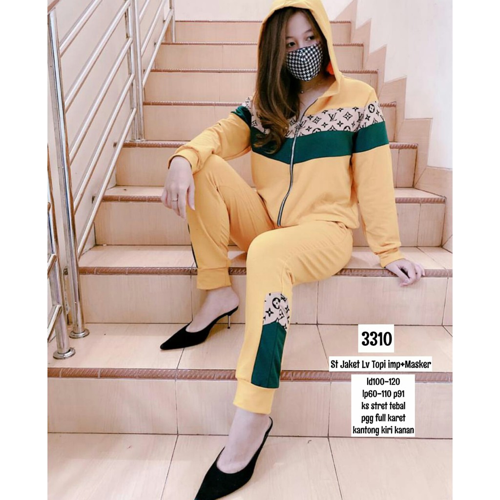 Stelan Wanita Jaket + Topi Import ( 1 set jaket & celana ) free masker KD 3310 LV