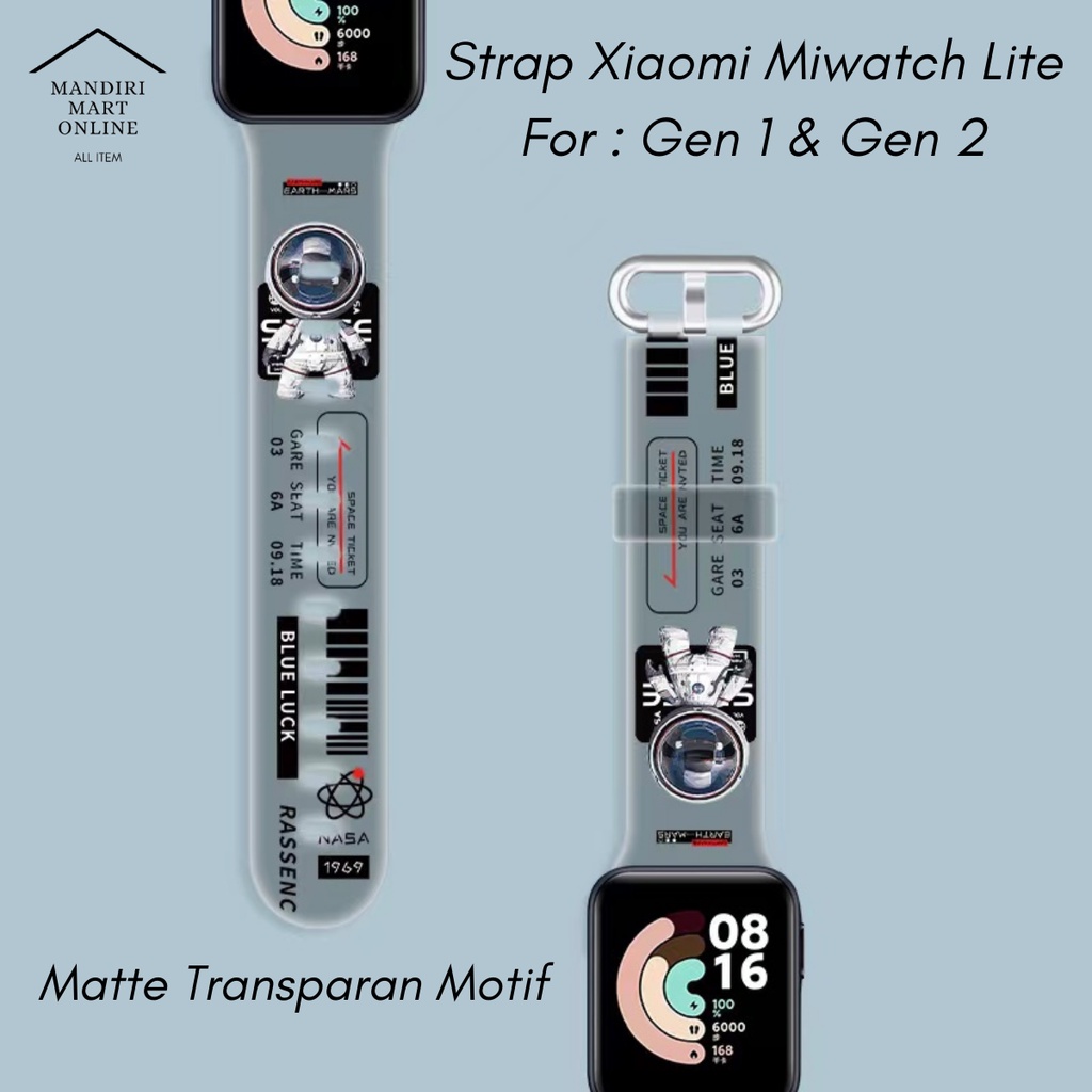 Strap Mi Watch Lite 1 2 Transparan Tali Pengganti Xiaomi Mi Watch Lite TPU Strap Motif Print Kartun Lucu