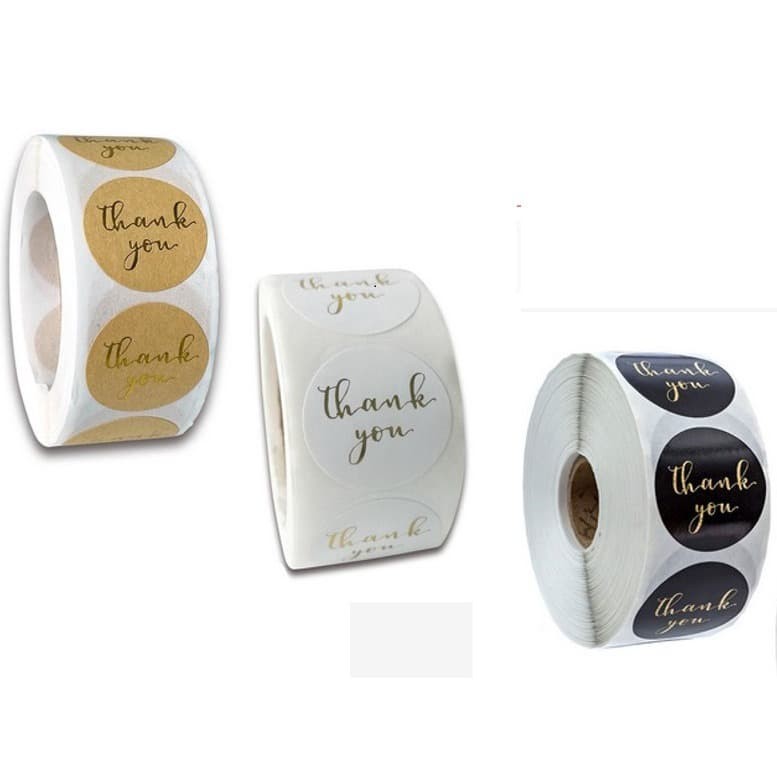 Paper Tags - 1&quot; Round Gold Letter THANK YOU Sticker (10 pcs)