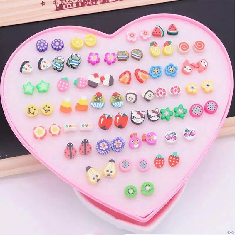 2 pasang Anting Tusuk Plastik anti sakit/ anting fashion murah