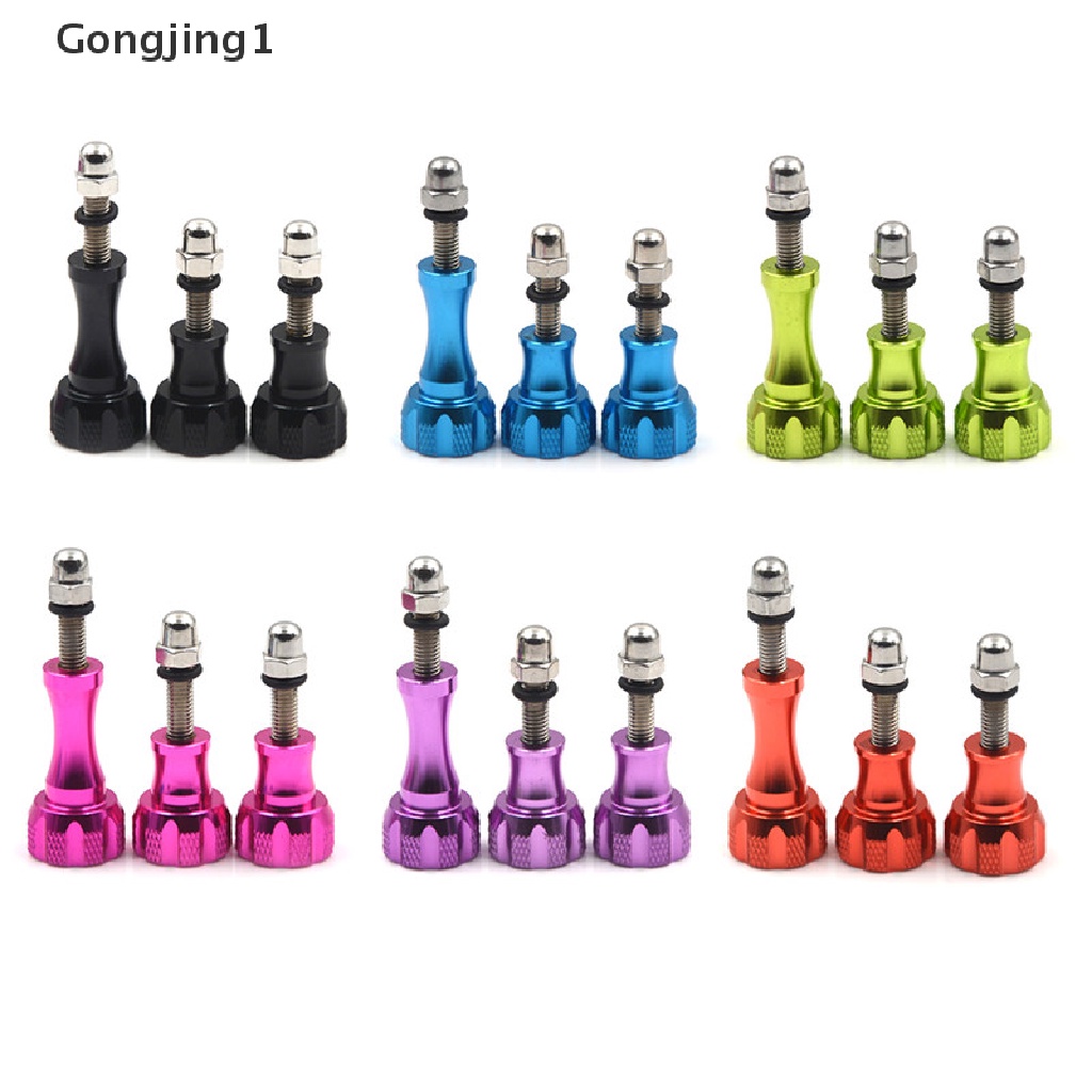 Gongjing1 3pcs Knob Sekrup Aluminum Alloy Variasi Ukuran Aksesoris Gopro Hero 1 / 2 / 3 / 3 + / 4