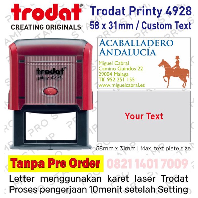 

Stempel Custom Otomatis - TRODAT 4928 (Ukuran 60 x 33mm)