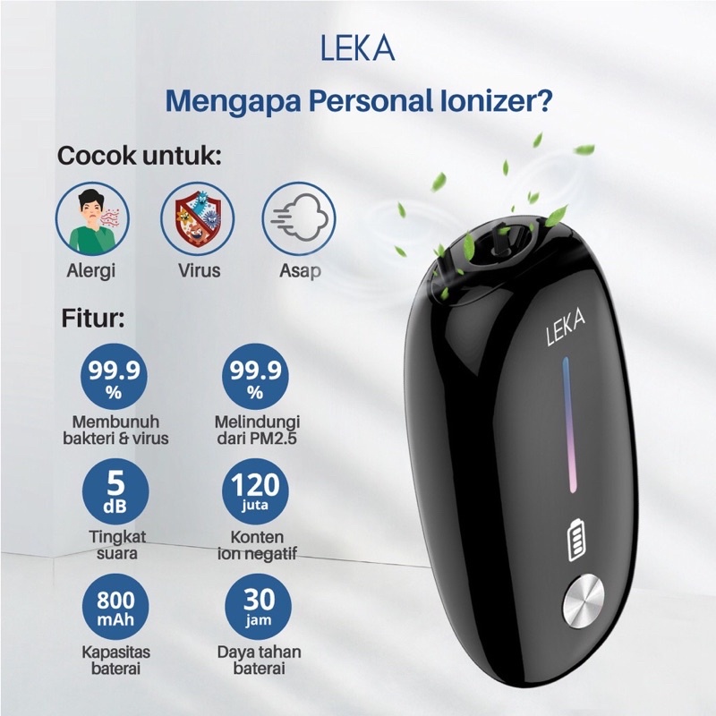 READY LEKA AP7220 Personal Ionizer / Purifier Portable Necklace