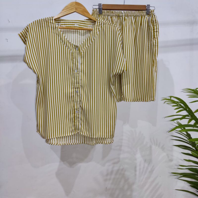 0PIYAMA KANCING PENDEK | PIYAMA BUSUI PENDEK | PIYAMA RAYON | BAJU TIDUR MURAH-KCB 19