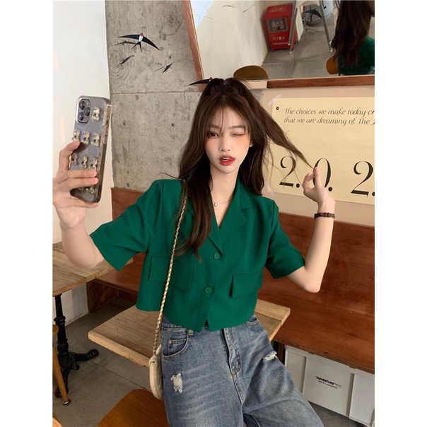 BKY - Korean Basic Crop Shirt - Bae