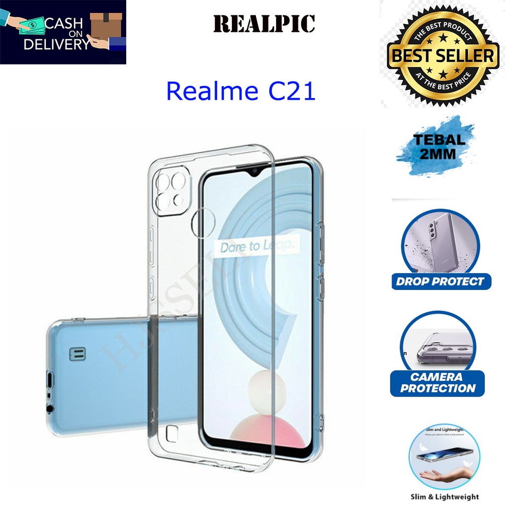 Case REALME C21 Casing Clear HD KETEBALAN 2MM BENING TRANSPARAN TPU Premium Softcase