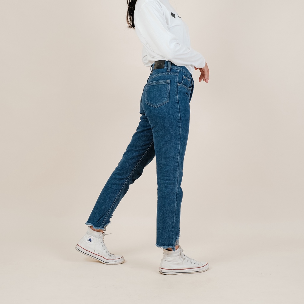 Bunbe - Highwaist Boyfriend Jeans Underhole Jenifer Lawrance | Navy Retro