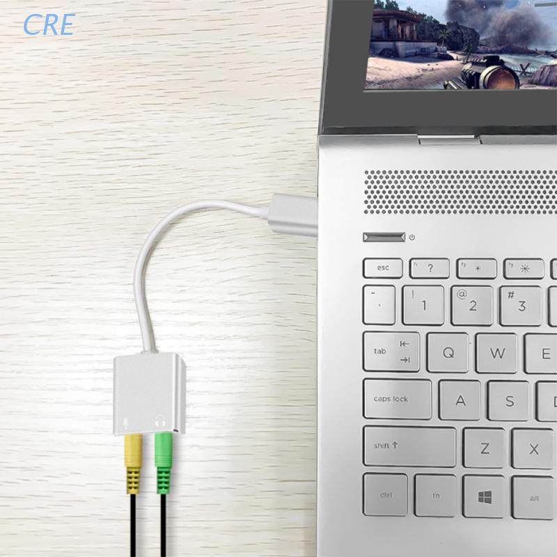 Cre Adapter Audio Eksternal USB Tipe-c Untuk Windows Mac Linux