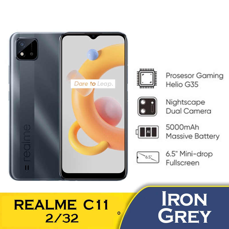 Markas Hp ✪ Bisa Cicil & COD ☑ Hp Realme C11 2021 2 32 GB | Realme C11 4 64 GB Garansi Resmi Realme-C11 2021 2/32 Grey