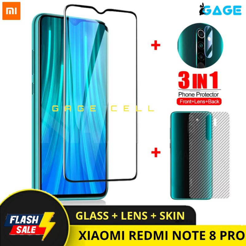 PROMO TEMPERED GLASS LAYAR KAMERA SKIN CARBON REDMI NOTE 8 PRO 8PRO TG ANTI GORES DEPAN BELAKANG