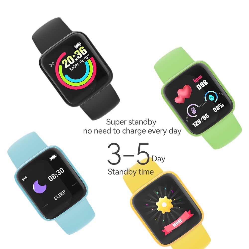Y68 Macaroon Smartwatch Jam Tangan Pintar Digital Deteksi Olahraga Pria Dan Wanita