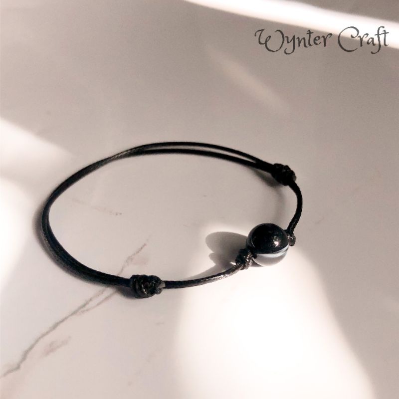 WA141 Moon Bracelet Tali Hitam Waterproof Unisex by Wynter Craft