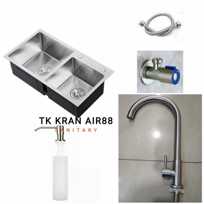 Wastafel - Kitchen Sink 8245 Stainless Steel 304 Bak Cuci Piring Inobe 2 Lobang