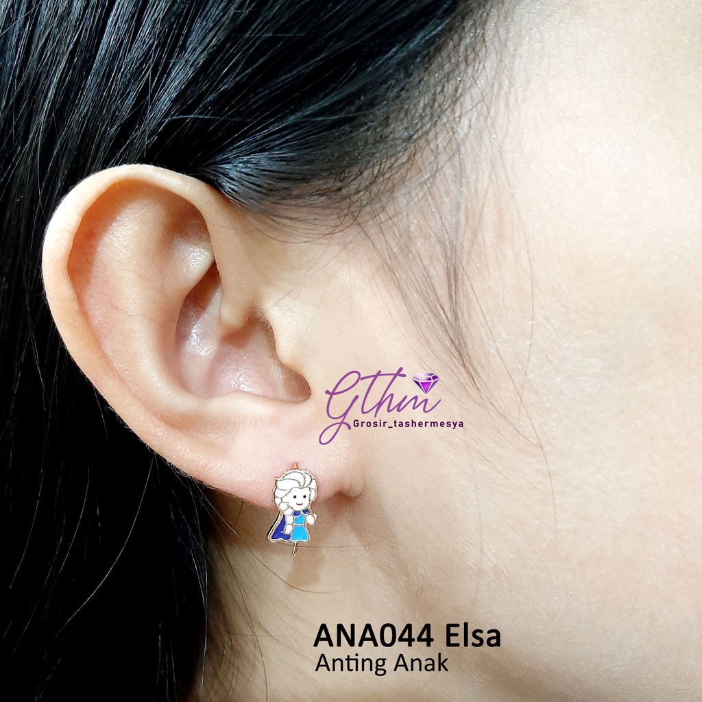 Anting Anak Elsa Frozen Princess Gold Plated Anti Karat Jual Titanium ANA044 GTHM